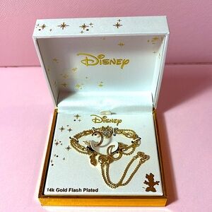 Disney Minnie Mouse 14k Gold Flash Plated Bracelet & Earring Set